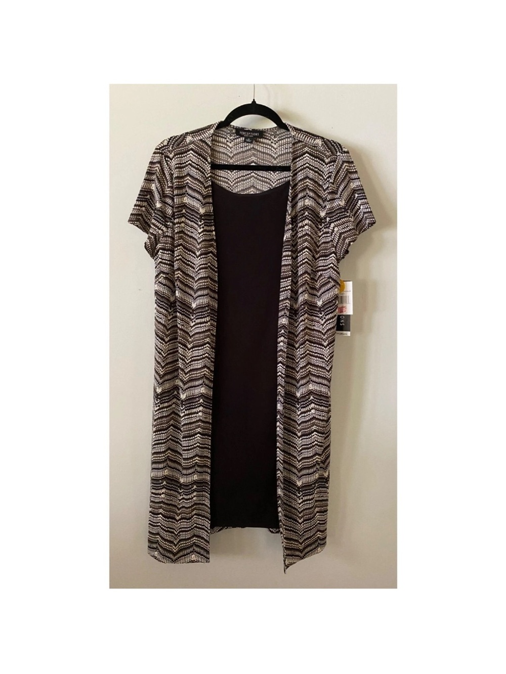 Perceptions Black and White Layered Short-Sleeve Dress